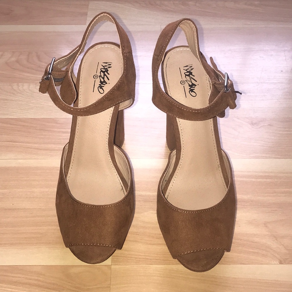 High Heel Brown Suede Open Toe